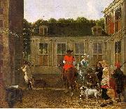 Ludolf de Jongh Hunting Party in the Courtyard of a Country House Germany oil painting artist